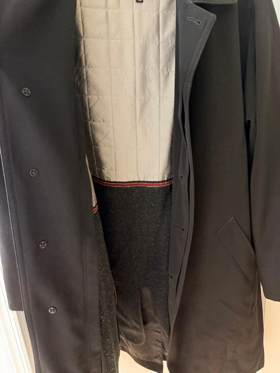 Utex Men’s Size 40 Blend Lined Coat Removable Lining Black Trench - Picture 5 of 8